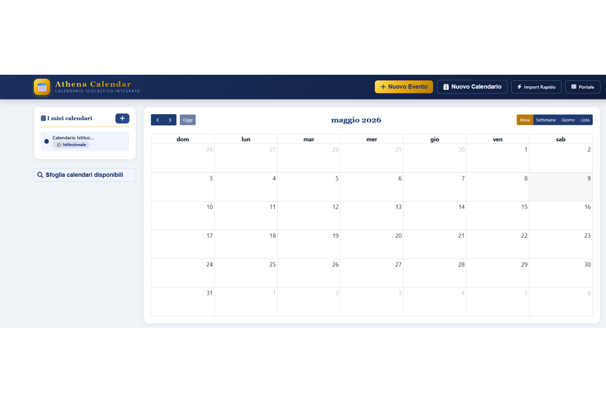 📅 Athena Calendar — Il nuovo calendario scolastico integrato